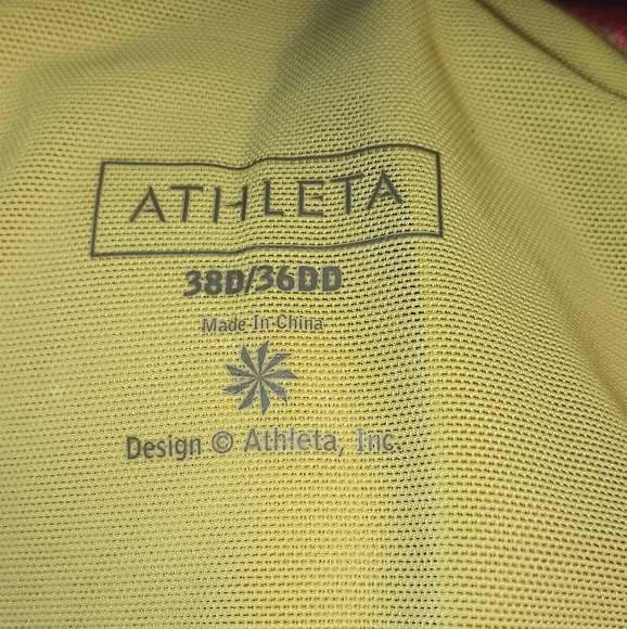 Athleta Pink and Yellow Geometric Print Swim Top Size: 38D/36DD - Picture 3 of 6